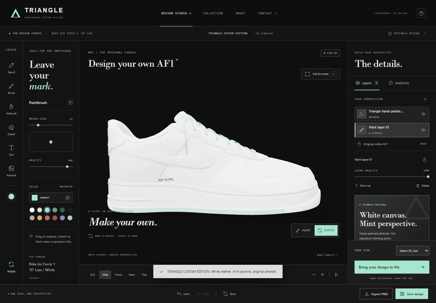 TRIANGLEBRAND — 3D CUSTOM STUDIO — actual project screenshot